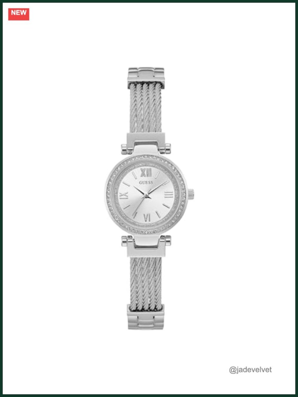 GUESS Quartz Watch Silver-Tone Dial Stainless Steel Bracelet Roman Numerals